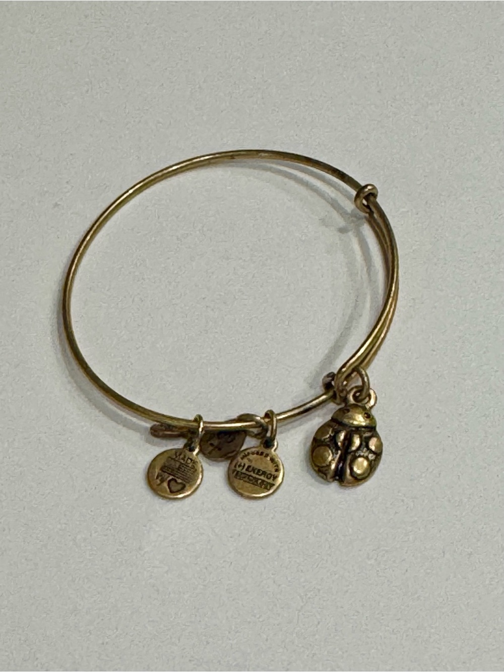 Alex and Ani Ladybug Charm Bangle Gold Bracelet Lucky Ladybug